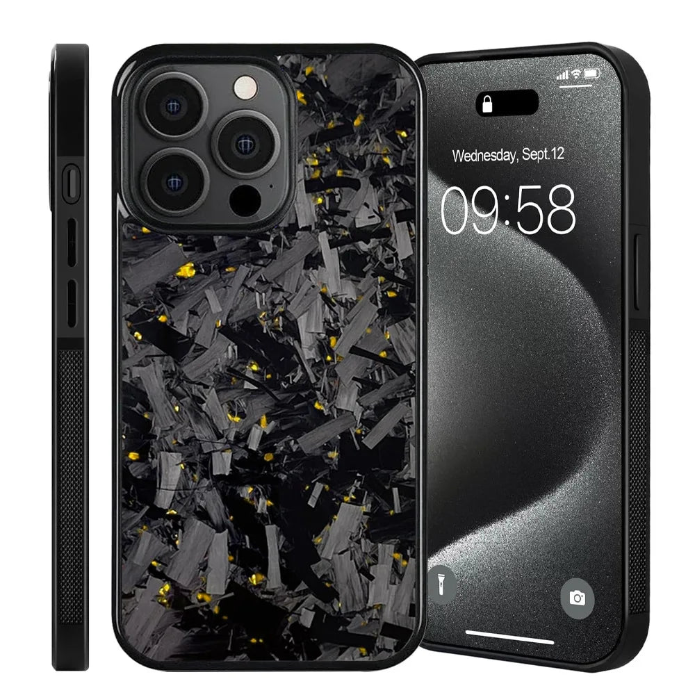 Forged Carbon Phone Case W/ Gold Flakes