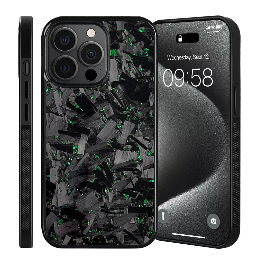 Forged Carbon Phone Case W/ Green Flakes