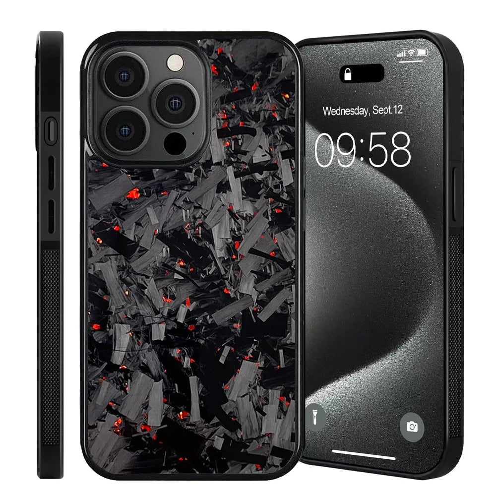 Forged Carbon Phone Case W/ Red Flakes
