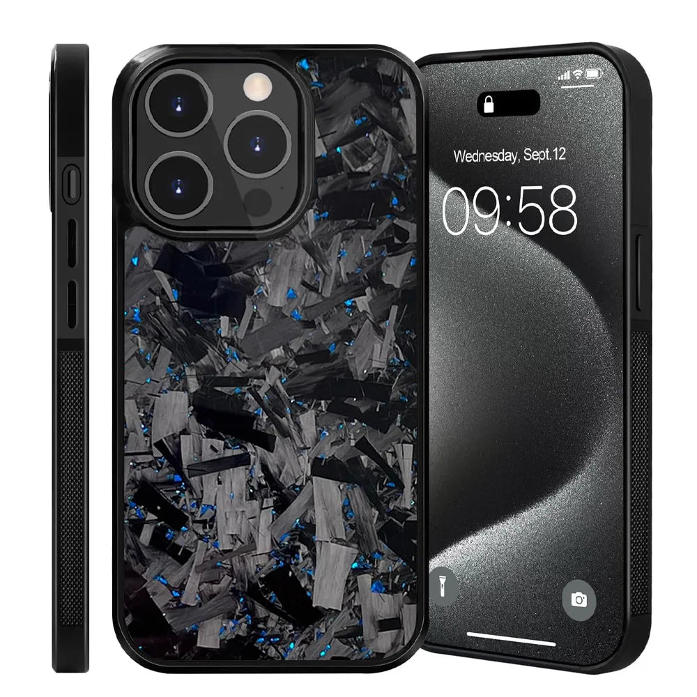 Forged Carbon Phone Case W/ Blue Flakes