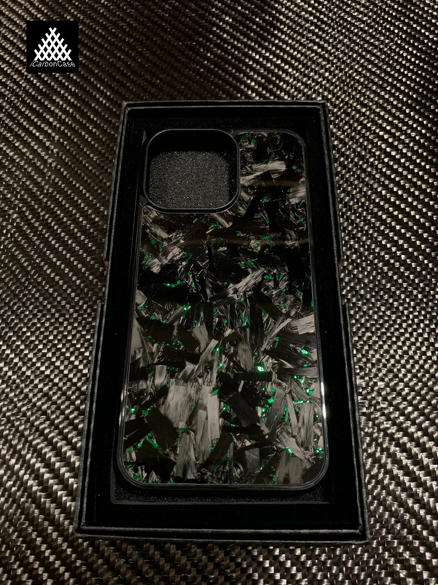 Forged Carbon Phone Case W/ Green Flakes