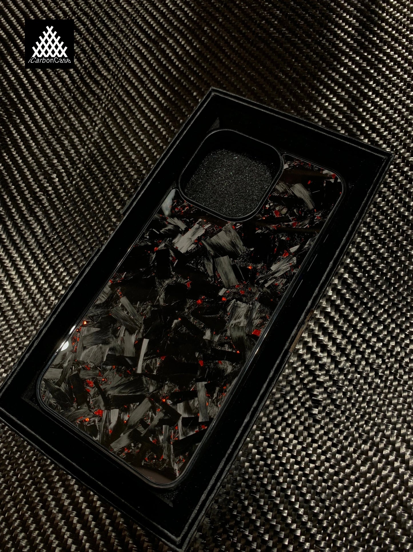 Forged Carbon Phone Case W/ Red Flakes