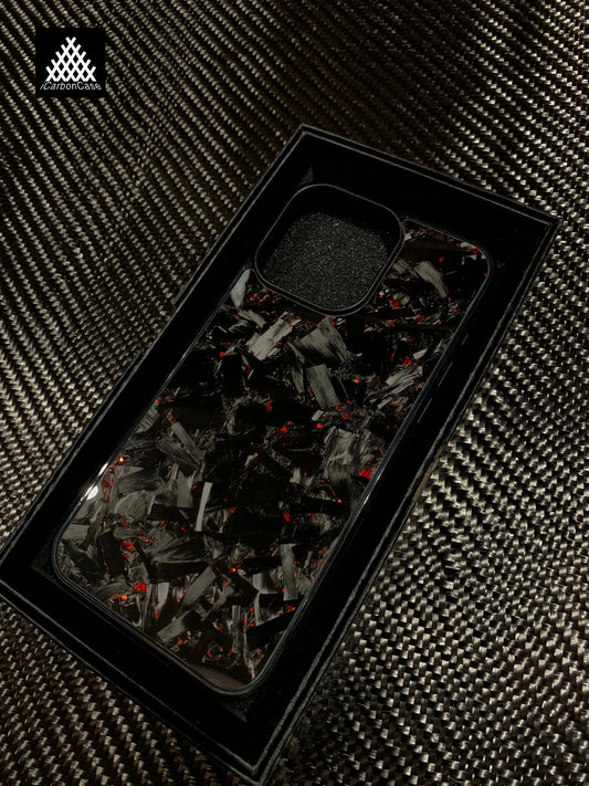 Forged Carbon Phone Case W/ Red Flakes